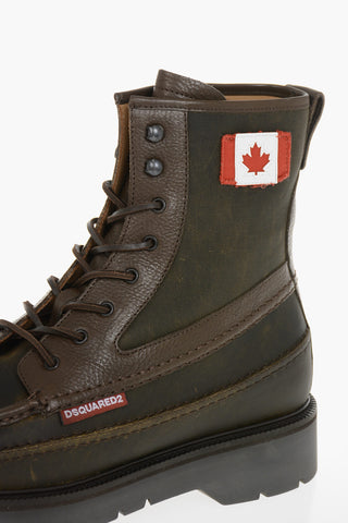 레이스업 앵클 부츠 CANADIAN FLAG 가죽