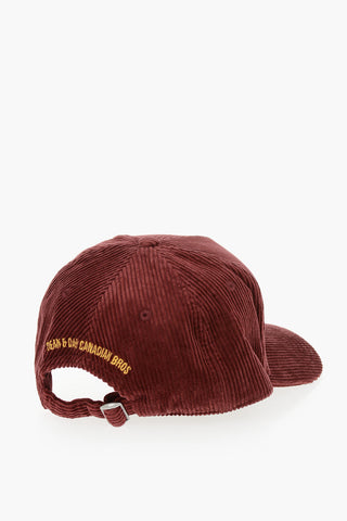 Ribbed Velour Baseball Cap with Embroidered Patch