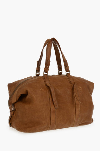 Hammered Leather Travel Bag With Zip Closure