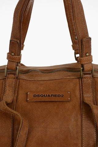 Hammered Leather Travel Bag With Zip Closure