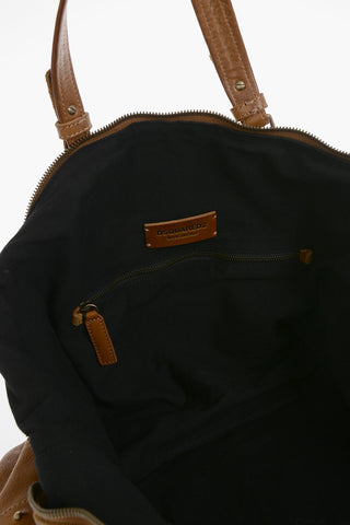 Hammered Leather Travel Bag With Zip Closure