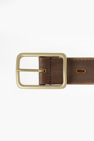 Vintage Leather Belt With 30mm Rectangular Buckle