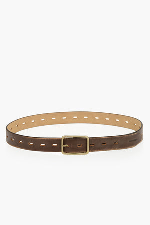 Vintage Leather Belt With 30mm Rectangular Buckle