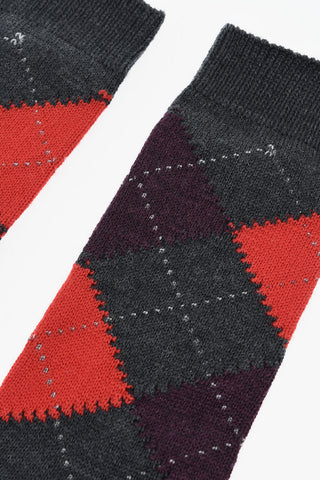 Mid Wool Socks with Check Pattern