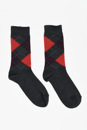 Mid Wool Socks with Check Pattern