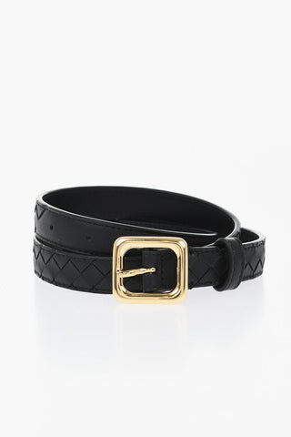 Braided Leather Belt with 20mm Gold Buckle