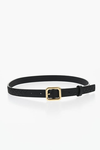 Braided Leather Belt with 20mm Gold Buckle
