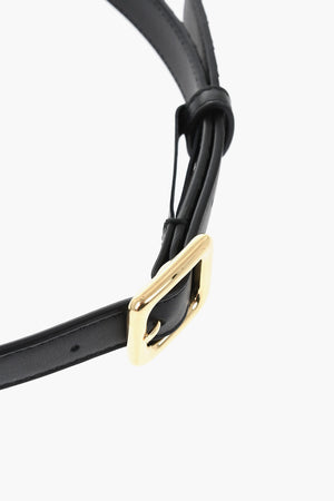 Cintura in Pelle Intrecciata con Fibbia Dorata 20mm