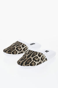 Pantoletten aus Baumwollfrottee LEOPARDO mit Animalier-Muster