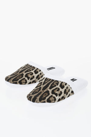 Pantoletten aus Baumwollfrottee LEOPARDO mit Animalier-Muster