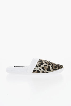 Pantoletten aus Baumwollfrottee LEOPARDO mit Animalier-Muster
