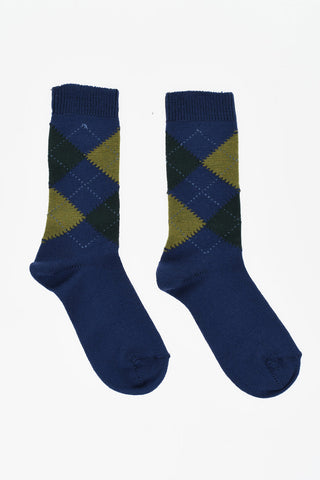 Mid Wool Socks with Check Pattern