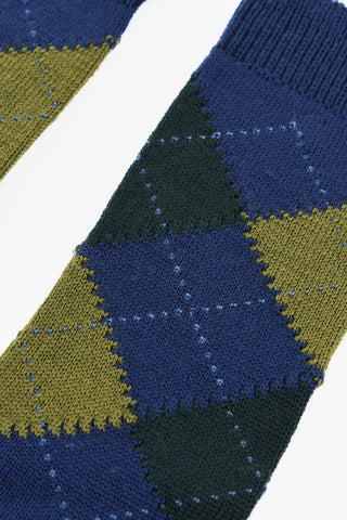 Mid Wool Socks with Check Pattern