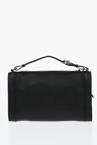 Hammered Leather Handbag With Zip Closure
