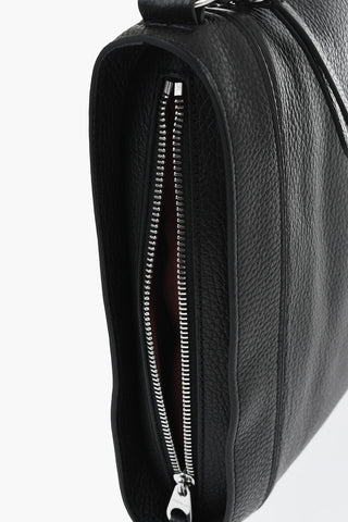 Hammered Leather Handbag With Zip Closure