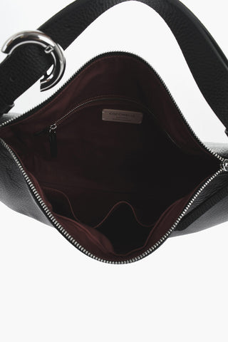 Hammered Leather Handbag With Zip Closure