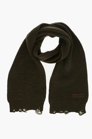 Wool Scarf with Distressed Finish