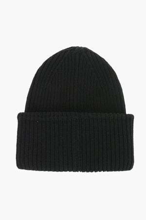 Beanie aus Wolle mit besticktem Aufnäher