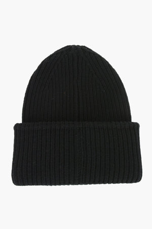 Wool Beanie with Embroidered Patch