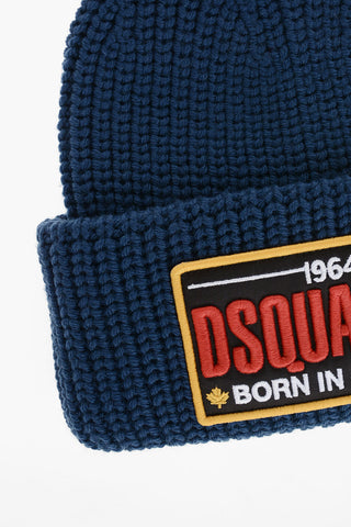 Wool Beanie with Embroidered Patch
