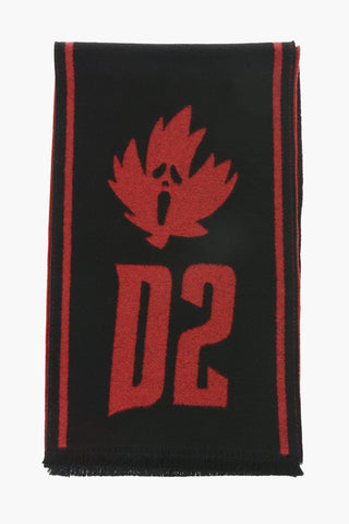 Sciarpa in Misto Seta con Logo in Jacquard