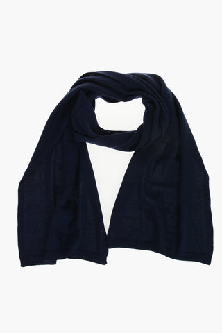 Wool Scarf with Jacquard Logo