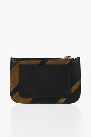 Leather and Suede Card Holder with Zip Closure