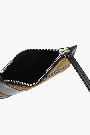 Leather and Suede Card Holder with Zip Closure