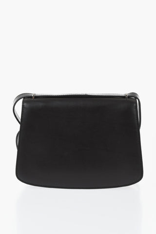 Leather Shoulder Bag with Clip Closure