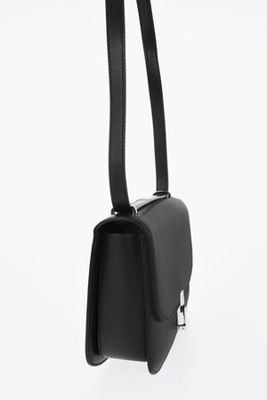 Leather Shoulder Bag with Clip Closure