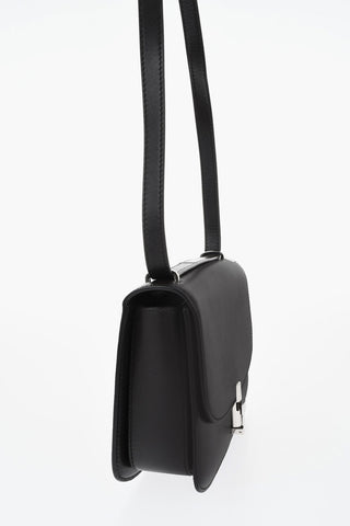 Leather Shoulder Bag with Clip Closure