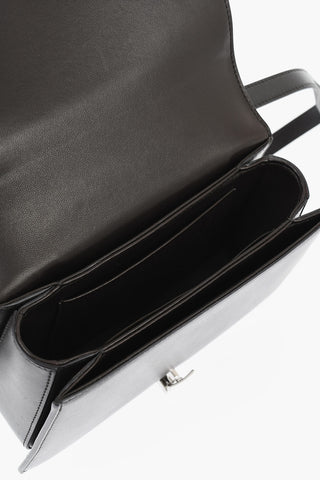 Leather Shoulder Bag with Clip Closure