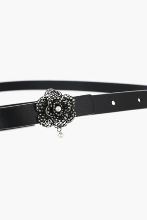 Cintura Slim in Pelle con Fibbia Gioiello 10mm