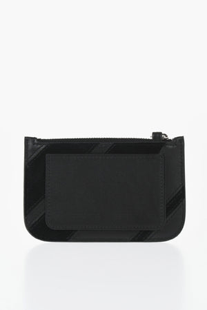 Leather and Suede Card Holder with Zip Closure