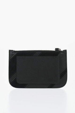 Leather and Suede Card Holder with Zip Closure
