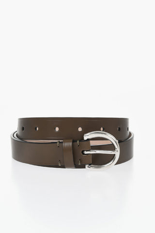 Leather Belt with 25mm Silver-Finish Buckle