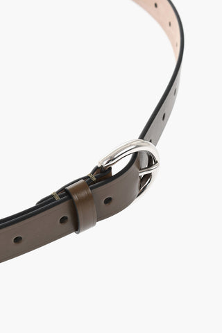 Leather Belt with 25mm Silver-Finish Buckle