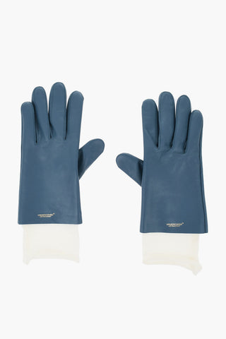 Leather Gloves with Fabric Detail