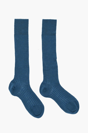 Long Ribbed Wool-Blend Socks