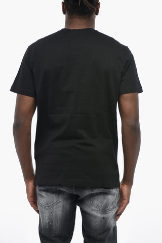 Baumwoll-Rundhals-T-Shirt mit Logolabel