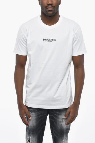 Crewneck T-Shirt COOL FIT Solid Color With Contrast Print