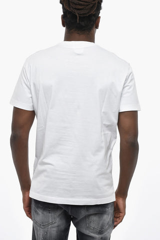 Crewneck T-Shirt COOL FIT Solid Color With Contrast Print