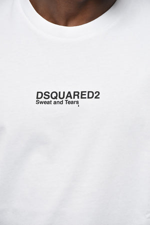 T-Shirt Girocollo COOL FIT in Tinta Unita con Stampa a Contrasto
