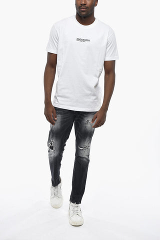Crewneck T-Shirt COOL FIT Solid Color With Contrast Print