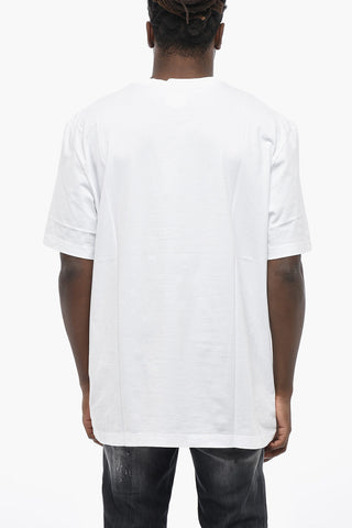 T-shirt Girocollo in Cotone con Ricamo Logo