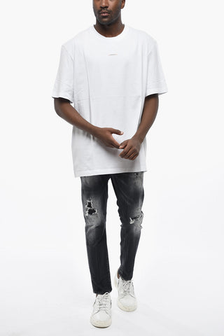 T-shirt Girocollo in Cotone con Ricamo Logo