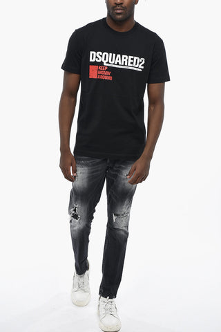 Crewneck T-Shirt COOL FIT Solid Color With Front Print