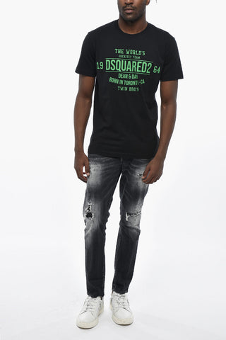 Rundhals-T-Shirt COOL FIT in Uni mit Frontdruck