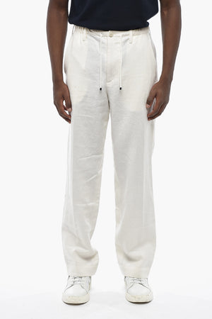 Linen-Blend Straight-Leg Trousers