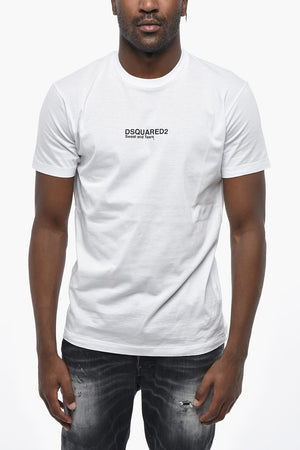 T-Shirt Girocollo COOL FIT in Tinta Unita con Stampa a Contrasto